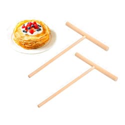 DS. DISTINCTIVE STYLE Crepe Spreader 2 Pieces 6.1 Inches x 4.7 Inches Natural Wooden T-Shaped Tool for Crepes Wooden Crepe Maker Pancake Maker Tool