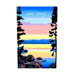Aozomo Lake Tahoe Poster, Lake Tahoe Sunset Canvas Print - Serene Nature Wall Art, Nevada Vintage Travel Posters Canvas Wall Art Picture Modern Bedroom Decor (12x18in,Unframed)