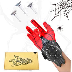Wadfey Spider Web Shooters String Shooter and Dart Launcher Toy Spider Silk Launcher Wrist Toy for Kids，Spider Gloves with Web-Shooters Superhero Role-Play(Black)