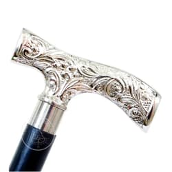 Humaira Nautical Antique Brass Walking Stick Deluxe Walking Cane Beautiful Brass Silver Handle Walking Stick for Men and Women Gift