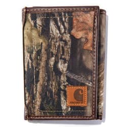 Carhartt Men's Standard Top Grain Leather Trifold, Contrasting Stitch Mossy Oak Break-up Camo