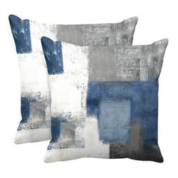 Emvency Set of 2 Decorative Throw Pillow Covers Cases Blue and Grey Abstract Art Painting Modern Double Sided Home Square Decor Pillow Case Cover Cushion Sofa 18