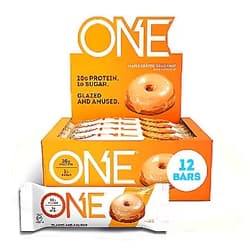 ONE 1 ONE Protein Bars, Maple Glazed Doughnut, Gluten Free Protein Bars with 20g Protein and Only 1g Sugar, Guilt-Free Snacking for High Protein Diets, Maple Glazed Doughnut, 12 Count (Pack of 1)