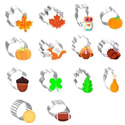 PTaizjjz Fall Thanksgiving Cookie Cutters Set,14PCS Mini Fall Cookie Cutters Stainless Steel - Pumpkin, Maple Leaf, Squirrel, Owl,Turkey And More