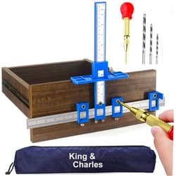 King&Charles Cabinet Hardware Jig, Cabinet Handle Jig + Automatic Hole Punch + Point Drill Bits, Cabinet Jig for Handles and Pulls on Drawers/Cabinets, Cabinet Hardware Template Tool Perfect Set.