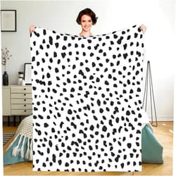 PAVQWEJ Flannel Throw Blanket, Dalmatian Print Blanket Home Decor Perfect for Bed and Sofa Blankets for All Season Microfiber Durable Couch Blankets (50x40inch)