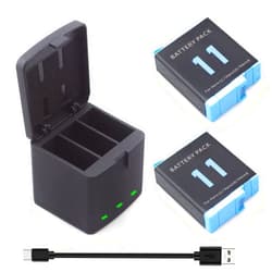 E ERSY 2 Pack Batteries fit for GoPro Hero 11 Black/ Hero 10/ Hero 9 Black, 3-Channel Battery Charger Station for Hero 11/ Hero 10/ Hero 9