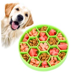 Pawow Slow Feeder Dog Bowls, Silicone Dog Bowl with Suction Cup, Dog Puzzle Feeder Interactive for Bloat Prevention, Slow Feeding Dog Bowl Pet for Large, Medium, Small Breed Dogs (Green)