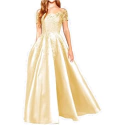 Qhdeikd Mother of The Bride Dresses Long Formal Dresses for Women Satin Evening Party Ball Gowns Lace Appliques