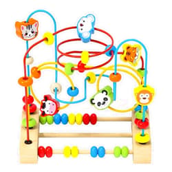 QZMTOY Bead Maze Toy for Toddlers Wooden Bead Toys Colorful Roller Coaster Preschool Educational Toys for Kids Classic Birthdday Gift for Toddlers Baby Infant Boys Girls…