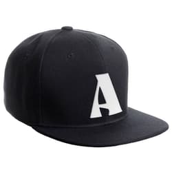 Daxton Classic Snapback Hat 3D Capital Alphabet Letters Flat Bill Visor Cap, Black Hat White Letter A