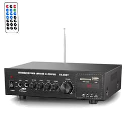 Facmogu PA90BT PA Amplifier, 120W Wireless Bluetooth Public Address Amplifier for PA Systems, PA Mono Amplifier Home Audio Sound PA Receiver System w/USB/AUX/Mic, 70V 100V Output for Ceiling Speaker