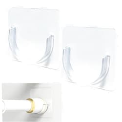Venupple Shower Rod Holder, Tension Curtain Rod Bracket No Drilling, Adhesive Shower Rod Retainer Shower Curtain Rod Holder | Shower Curtain Rod not Included Transparent (4)