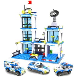 Liberty Imports 736 Pieces City Police Station & Car Building Blocks Set, with 3 Police Cars Toy, Cop Patrol Car, Prison Car, Construction Toy Building Bricks Kit, Gift for Boys Girls 6-12