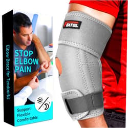 FEATOL Elbow Brace for Tendonitis and Tennis Elbow, Adjustable Golfers Elbow Brace for Men and Women, Elbow Pain Relief for Cubital Tunnel Syndrome, Bursitis, Ulnar Nerve Entrapment(Gray, Large)