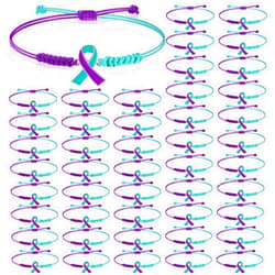 Sasylvia 20/100/150 Pcs Suicide Prevention Awareness Bracelets Adjustable Cord Purple Teal Ribbon Braided Bracelets Inspirational Suicide Prevention Gifts for Women Men Jewelry Accessories