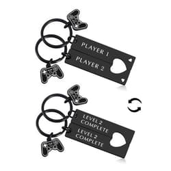 GGOJAGST 2 Year Anniversary for Him Her Boyfriend Girlfriend Cotton 2nd Anniversary Wedding Gifts for Husband Wife Best 2 Year Anniversary Couples Matching Keychain Level 2 Complete Valentines Gifts