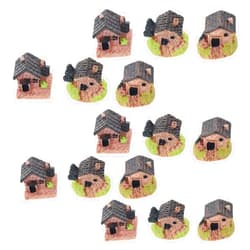 VINTORKY 15 Pcs Micro Landscape House Miniature Stone Village Fairy House Accessories Fairy House Statue Stone House for Garden Miniature Landscape Ornament Resin Outdoor Garden Supplies