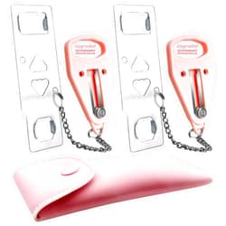 AceMining Portable Security Door Locker Travel Lockdown Locks for Additional Safety and Privacy Perfect for Traveling Hotel Home Apartment College-Pink(2 Pack)