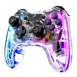 Fosmon Wireless Bluetooth Gaming Controller for Switch 2/1/Lite/OLED, Android/iOS/PC/Steam/Apple Arcade MFi Games, Pro Controller with RGB Lights (14 Color), 4 Level Vibration, 6-Axis Gyro, Turbo