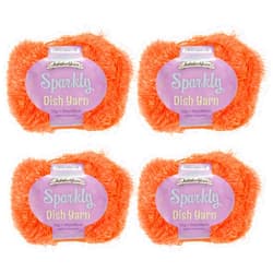 BambooMN JubileeYarn Sparkly Dish Scrubby Yarn - 50g/Ball Worsted Polyester - Pyro Glacier - 4 Balls