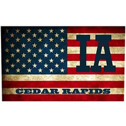 STICKER FRENZY (x3) 2x3 inch Stickers | Reflective Cedar Rapids IA Iowa Linn County Vintage US Flag Sticker Graphic - Construction Toolbox, Hardhat, Lunchbox, Helmet, Mechanic, Luggage