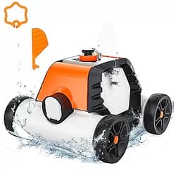 Generic Robotic Pool Cleaner, Cordless Automatic Pool Cleaner, 5000 mAh Li-on Battery 90 mins Run Time, Dual-Motors with IPX8 Waterproof, Ideal for In-Ground/Above Ground Swimming Pool, Orange