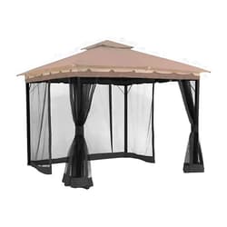 Hisecome 10' x 12' Gazebo Universal Replacement Mosquito Netting,Black Outdoor Canopy Net Screen 4-Panel Sidewall Curtain, with Zippers,Mosquito Netting（Only）