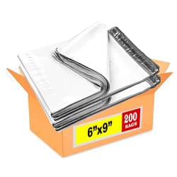 iMBAPrice White Poly Mailers 6x9 Inch, 200-Pack Small Size #1 Poly Mailing Envelopes Bags, Self Seal Adhesive Waterproof and Tear Proof Packing Bag (Total 200 Bags)
