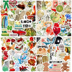 AIRNOGO Vintage Stickers 200 Pcs Cute Aesthetic Retro Sticker Pack, Waterproof Vinyl Stickers for Water Bottles Laptop Scrapbooking Journaling MacBook Suitcase Guitar Notebook Diary Skateboard Scooter etc