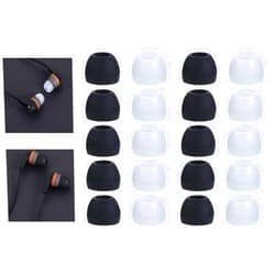 Zotech 20 Pcs Silicone Replacement Earbud Ear Buds Tips Compatible with Skullcandy Sesh Evo and Other 3.8mm to 5.5mm Nozzle Earbuds Earphones (Clear & Black, Medium Size)
