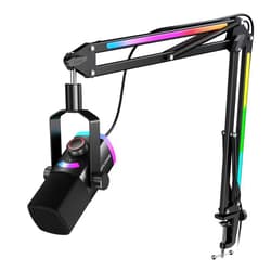 FIFINE Gaming Microphone Kit, XLR/USB Dynamic PC Microphone with Boom Arm for Podcast Recording, RGB Streaming Mic Set, Tap-to-Mute, Mix Control, Headphone Jack-AmpliGame AM8PROT