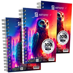 Artisto 5.5X8.5” Premium Sketch Book Set, Pack of 3 (300 Sheets), 68lb (100gsm), Spiral Bound, Acid-Free Drawing Paper, Perfect for Most Dry Media