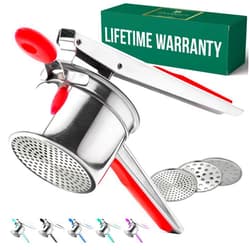 Bellemain 15 oz Large Potato Ricer | Heavy-Duty Stainless Steel Potato Ricer & Masher | Perfect for Mashed Potatoes | Ricer Kitchen Tool with 3 Interchangeable Discs