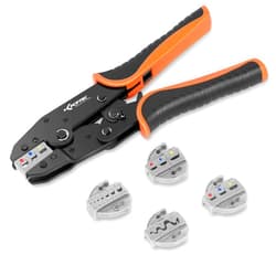 KF CPTEC Crimping Tool Set 5PCS - Ratchet Wire Crimper Kit - Quick Exchange Jaw for Heat Shrink, Insulated Electrical Connectors, Insulated and Non-Insulated Ferrules, Non-Insulated Terminal Crimper