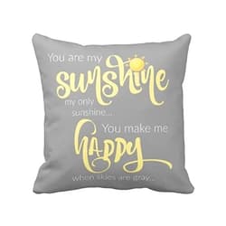 Leaveland 18 x 18 Inch You Are My Sunshine Yellow On Gray with Chevron Soft Cotton Polyester Throw Pillow Cases Home Decor Coshion cover Decoretive pillow cover