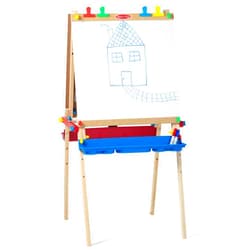 Melissa & Doug Deluxe Standing Art Easel - Dry-Erase Board, Chalkboard, Paper Roller - FSC Certified, 27
