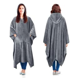 Catalonia Hooded Wearable Blanket Poncho for Adult Women Men, Fleece Wrap Blanket Cape with Hood | Warm, Soft, Cozy, Snuggly | Comfort Gift, No Sleeves