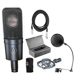 Audio-Technica AT4040 Cardioid Condenser Microphone Bundle with Pop Filter, XLR Cable, Shockmount, case and cover