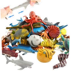 ValeforToy Ocean Sea Animal,18 Pack Rubber Bath Toy Set,Food Grade Material TPR Super Stretchy, Some Kinds Can Change Colour,ValeforToy Squishy Floating Bathtub Toy Figure Party,Realistic Shark Octopus Fish