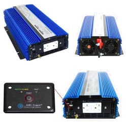 AIMS Power 2000 Watt / 4000 Watt Peak Pure Sine Power Inverter 12 Volt DC to 120 Volt AC ETL Listed with Remote