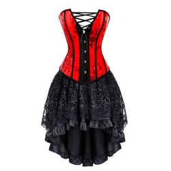 Kranchungel Corset Dress Plus Size Steampunk Corset Skirt Set Renaissance Gothic Bustier Halloween Costumes