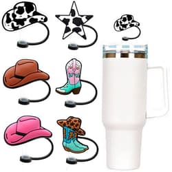 Zoranala Straw Cover Cap for Stanley Cup 30 Oz 40 Oz Tumblers - 10mm Silicone Cowboy Hat Straw Covers,Funny Cowgirls Straw Toppers Accessories,Cow Boots Straw Covers Cap Plugs for Man & Woman Gifts (Cowboy)