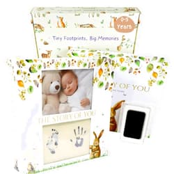 My Baby Book Shop A Beautiful Baby Memory Book for a Baby Girl or Boy 180 Pages from Pregnancy to Age 5 Baby Keepsake Book with Customizable Baby Book Cover Plus Gift Keepsake Box & Ink Pad Included