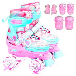 Sportneer Kids Roller Skates: 4 Size Adjustable Quad Skates with Light Up Wheels for 5-8, 8-12 Girls Boys Kids Toddlers Beginners, Birthday Gift with Protective Gear Set for Outdoor Indoor