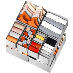 Criusia Drawer Organizer for Clothing, 12 Pack Sock Underwear Drawer Organizer Bins, Foldable Fabric Closet Organizers and Storage, Dresser Drawer Dividers for Baby Clothes, Bra, Scarves, Belt, Tie