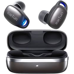 EarFun Free Pro 2 Wireless Earbuds, Hybrid Active Noise Cancelling, Bluetooth 5.2 with 6 Mics, Stereo Sound Deep Bass In-Ear Headphones, Game Mode, Wireless Charging, Black