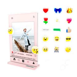 BOBOOBUS Instax Mini Photo Frames 2x3, Emoji Picture Frame, Acrylic Picture Frames for Desktop & Tabletop, Mini Instant Photo Frames (Pink)