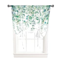 Falaniique Eucalyptus Sage Green Tie Up Curtains for Kitchen Bedroom Living Room Windows, Adjustable Tie-Up Shade Rod Pocket Curtain Valance Drape Vintage Spring Summer Plant Leaves 1 Panel, 42