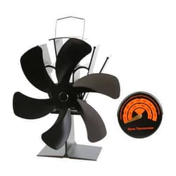 gohantee 6-Blades Fireplace Fan, Heat Powered Stove Fan with Thermometer for The top of Wood Stove, Silent Motors Stove Fan Circulates Warm Heated Air Eco Stove Fan, for Gas/Pellet/Wood/Log Stoves